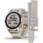 Garmin Fenix 7s Sapphire Solar Cream Gold Titanium / Cream Heathered Nylon Band